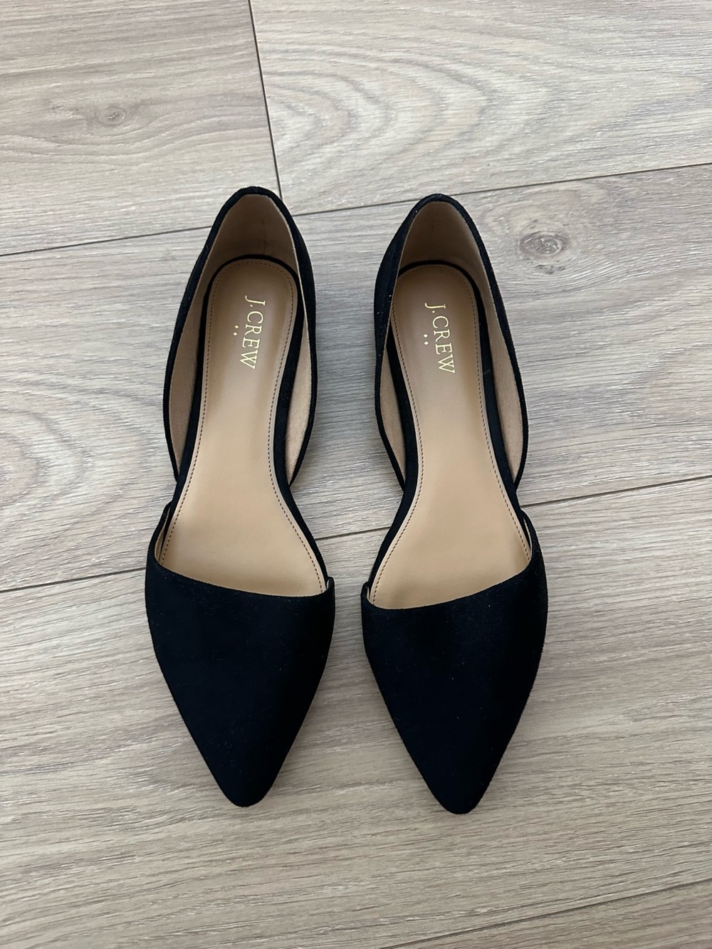 J. Crew Black Pointed D'Orsay Flats